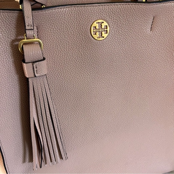 Tory Burch Brooke Tote Pink Salt Blush Pebbled Leather Gold Hardware - Picture 9 of 17